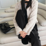 Lilt round no-collar fur jacket