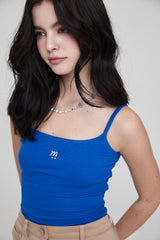 mii リブストラップタンクトップ / mii RIBBED STRAP TANK TOP BLUE