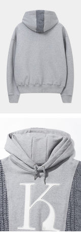 Mixed Fabric Knit KUYRI K Hoodie (Melange Gray)