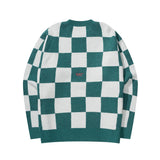 エンブロイダリーポイントチェッカーボードニット / EMBRODERY POINT CHECKERBOARD KNIT - GREEN