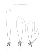 [925 SILVER] 3 ステップリボンロングネックレス