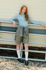 CHERRY BASIC HALF NECK T-SHIRT [LIGHT MINT]