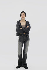 サンディンググレーブーツカットデニムパンツ/no.3015 Sanding Gray Bootcut Denim Pants