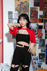 CMショートスリーブショルダークロップTシャツ/TOP(8607) CM Short Sleeve Shoulder Crop Tee