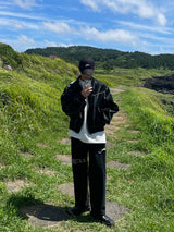 ブラックデスカットデニムパンツ