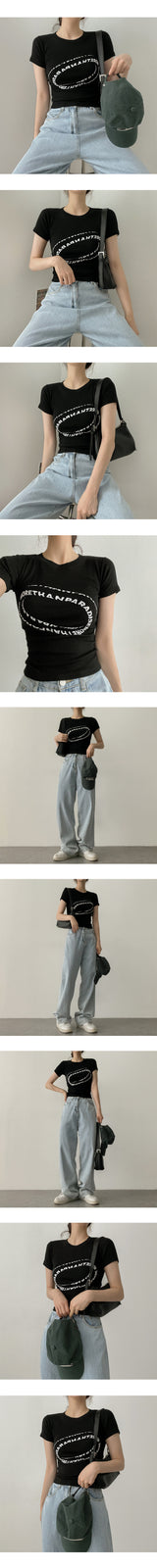 ウェーブレタリングクロップドショートスリーブTシャツ