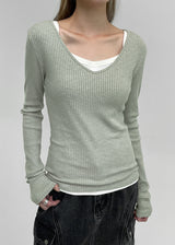 [MADE] Dirne V-neck Long Sleeve Tee