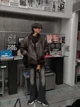 ASCLO ダイアグナルインシジョンブーツカットデニムパンツ