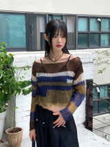 カンポビンテージセブンハンソヒバックストラップクロップニット