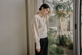 リブ Vニットトップス/RIBBED V-KNIT TOP_IVORY