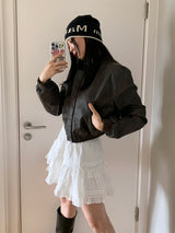 vintage leather zip-up