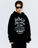 オーバーサイズタイポフーディー/OVER SIZE TYPO HOODIE-BLACK