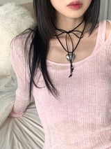 Roche Silver Bold Heart Strap Necklace