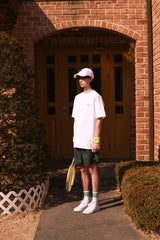 テニスボールクルーネックホワイトユニセックスTシャツ / Tennis ball crew neck white Unisex T-shirt