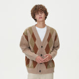 BRUSHED ARGYLE KNIT CARDIGAN_BEIGE (6610812993654)