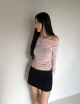 Uel Boat Neck Shirring T (3color)