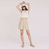 ツーボタンピンタックウールショーツ / TWO BUTTON PINTUCK WOOL SHORTS (KAHKI)