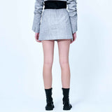 スエードミニラップスカート/DOZI - Suede Mini Wrap Skirt _ Light Grey