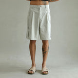 タックバミューダパンツ/TUCK BERMUDA PANTS (LIGHT BEIGE)