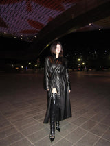 Double leather long coat
