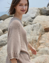 オーバーサイズ フィッシュネット ディテール SS スウェット / OVERSIZED FISHNET DETAIL SS SWEATER BEIGE