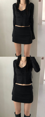 ペリーストラップシャーリング長袖Tシャツ / Perry Strap Shirring T (2color)