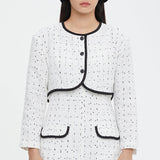 ピュアツイードクロップドジャケット/PURE TWEED CROPPED JACKET_WHITE