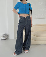リネンローワイドパンツ/no,1048 linen raw wide pants