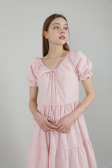 ロマンティックシャーリングロングワンピース / Romantic Shirring Long Onepiece Pink