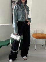 ローケングロッシースクエアショルダークロスボディバッグ / Loken Glossy Square Shoulder Crossbody Bag