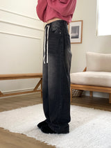 Aker string washing wide denim pants