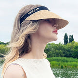Organic band raffia sun visor Black