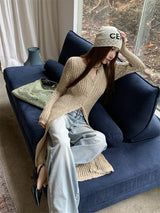 オートミールロングショートカーディガン