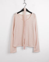 Town Scarf Set Striped Linen Long Sleeve T-Shirt