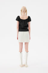 チェリーレーススクエアネックブラウス / CHERRY LACE SQUARE NECK BLOUSE [CHARCOAL]