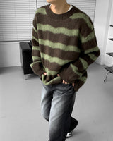 オウンウェイルストライプモヘアニットウェア/OWN Weil Striped Mo hair knitwear (2 colors)