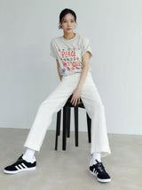 Peace and love short sleeve T-shirts heather ivory (6594389508214)