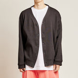 Vネックワッフルカーディガン/DAMP V-NECK WAFFLE CARDIGAN_BLACK