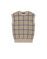 グラニースクエアオーバーサイズベスト/GRANNY SQUARE OVERSIZED VEST SAND BEIGE
