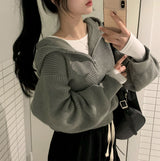 [BELLIDE MADE] ナチュラルフードハーフジップクロップニット