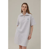 スモールロゴハーフラインジップアップミニドレス / SMALL LOGO HALF ZIPUP MINI DRESS_WHITE MELANGE