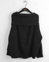 Dolche Boxy Striped Off-Shoulder Long-Sleeved Knitwear