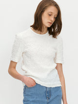 Puff crinkle top - White (6699407179894)