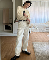 クロエダメージデニムパンツ (white)