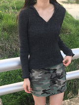 Haisley collar v-neck Knit