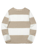 SEE THROUGH BLOCK LONG SLEEVE KNIT [BEIGE]