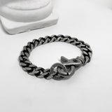 ブラック リンク チェーン ライン ブレスレット / [BLESSEDBULLET]black line chain bracelet_11mm/8mm/6mm