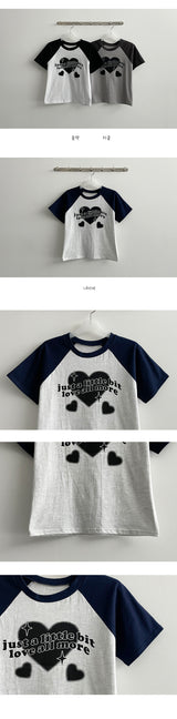 リトルビットハートラグランショートスリーブTシャツ / Little Bit Heart Raglan Short Sleeve T-shirt