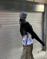 クロップフードニット