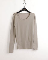 ヒートアンボタンオフショルダースナップトットボタンロングスリーブTシャツ